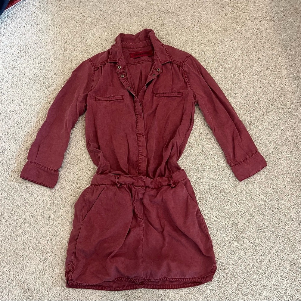 Casual Maroon Shirt Dress